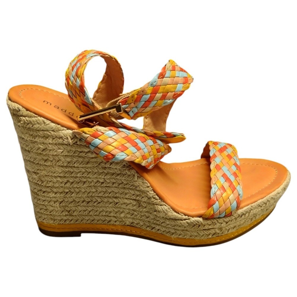 Madden Girl‎ Narla Espadrille Braided Wedge Sandals Womens 9 Multicolor Open Toe